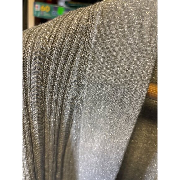 Talbots NWT Plus Grey Metallic Thread Long Sleeve Open Knit Cardigan SZ 2XL - Picture 6 of 9